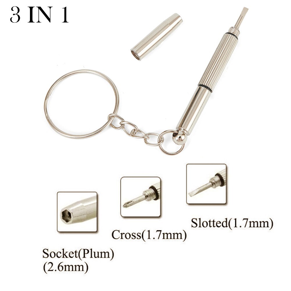 3 In 1 Mini Keychain Screwdriver Eyeglasses Computer Watch Phone Repair Tool NEW