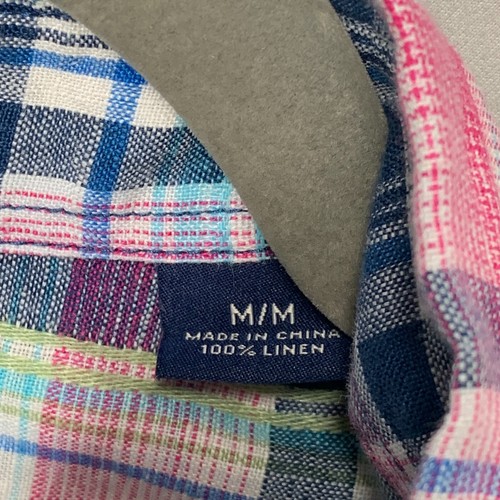 Tommy Bahama Shirt Mens M Blue Pink Plaid Linen Long Sleeve Button Up Hawaiian - Picture 5 of 10
