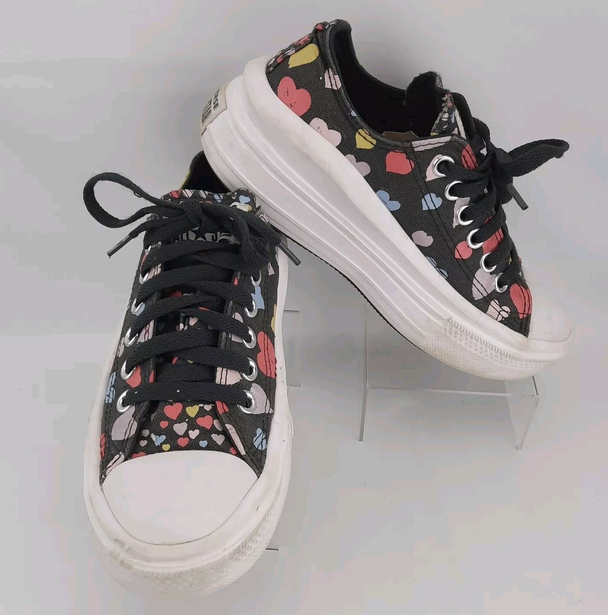 Black Platform Converse With Red Heart Black Platform Converse