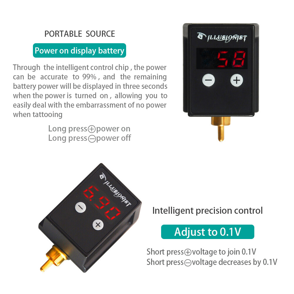 Mini Wireless Tattoo Power Supply RCA&DC Connection Available For