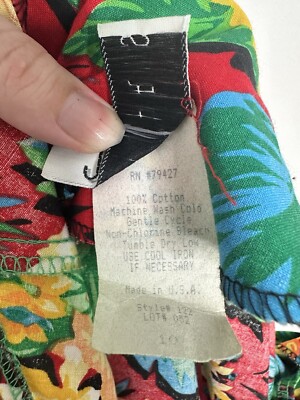 Jen Chris Women's VTG Button Front Tropical Floral Cotton Pleated
