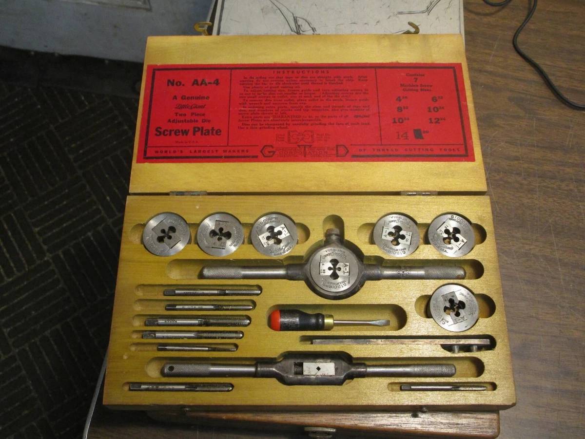 NOS Vintage Greenfield Little Giant AA 4 Screw Plate Tap Die Set MINTY USA