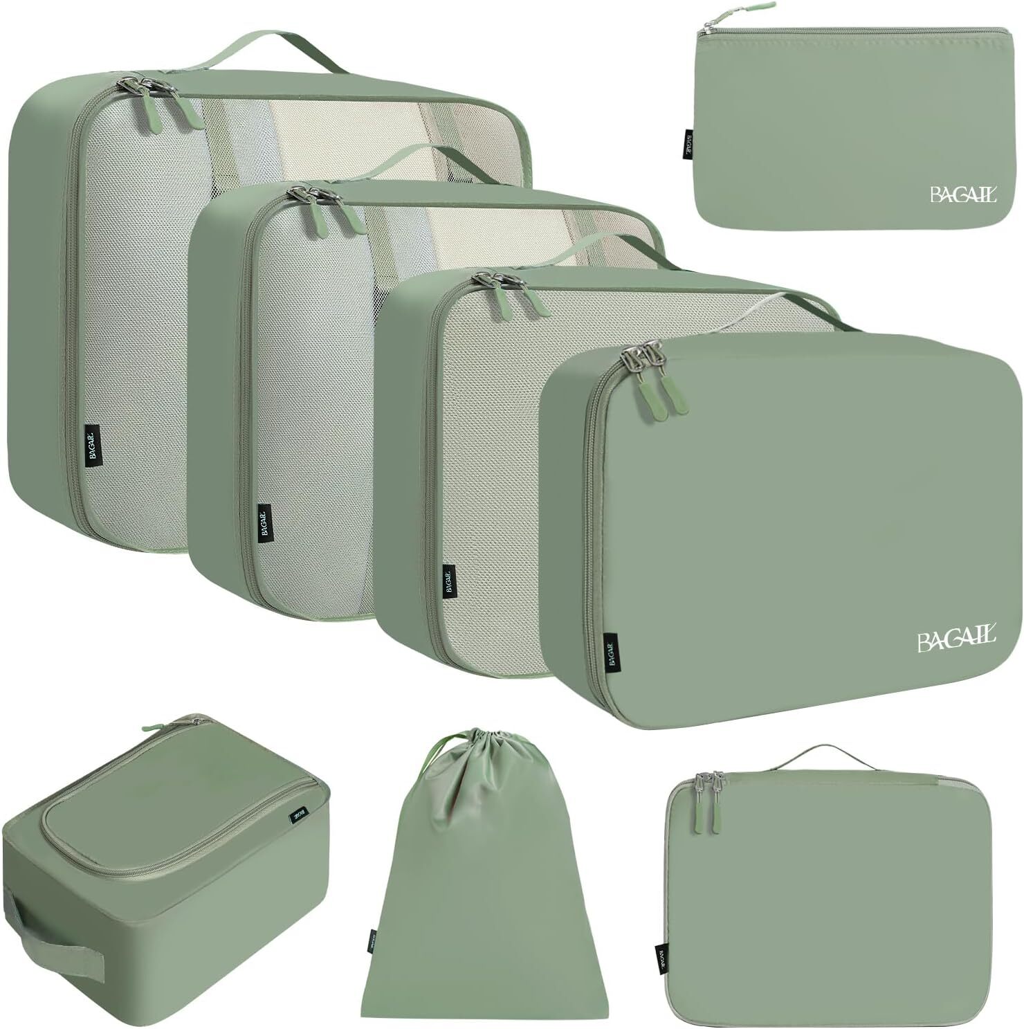 8-Piece Matcha Luggage Packing Cubes for Organized Travel Accessories