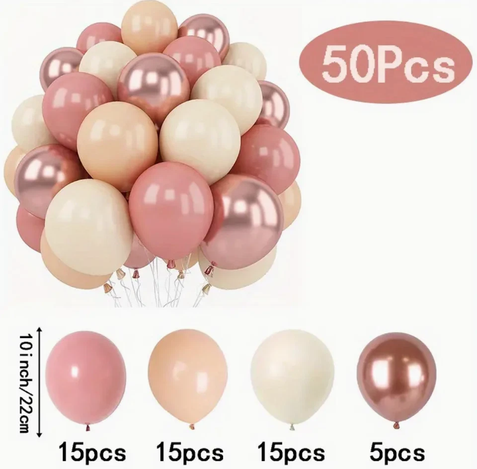 Globos de látex rosa rubor 50 un. - ¡Varios tonos de rosa! ¡Perfecto para cualquier fiesta! Foto 2 de 4