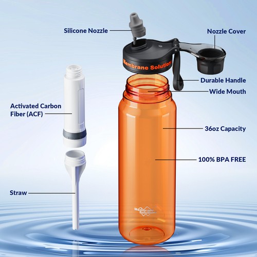 Outdoors Water Filter Ultra-Filtration Filtered Water Purifier Bottle for Hiking - Picture 3 of 8