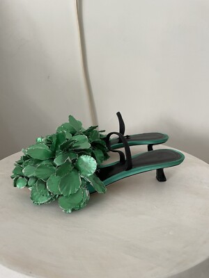 $1350 Marco De Vincenzo Green Slingback Sandals Size 35/5  NEW