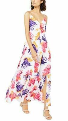 Bar III Womens Floral Side Slit Maxi Dress Pink Size 6, tagged