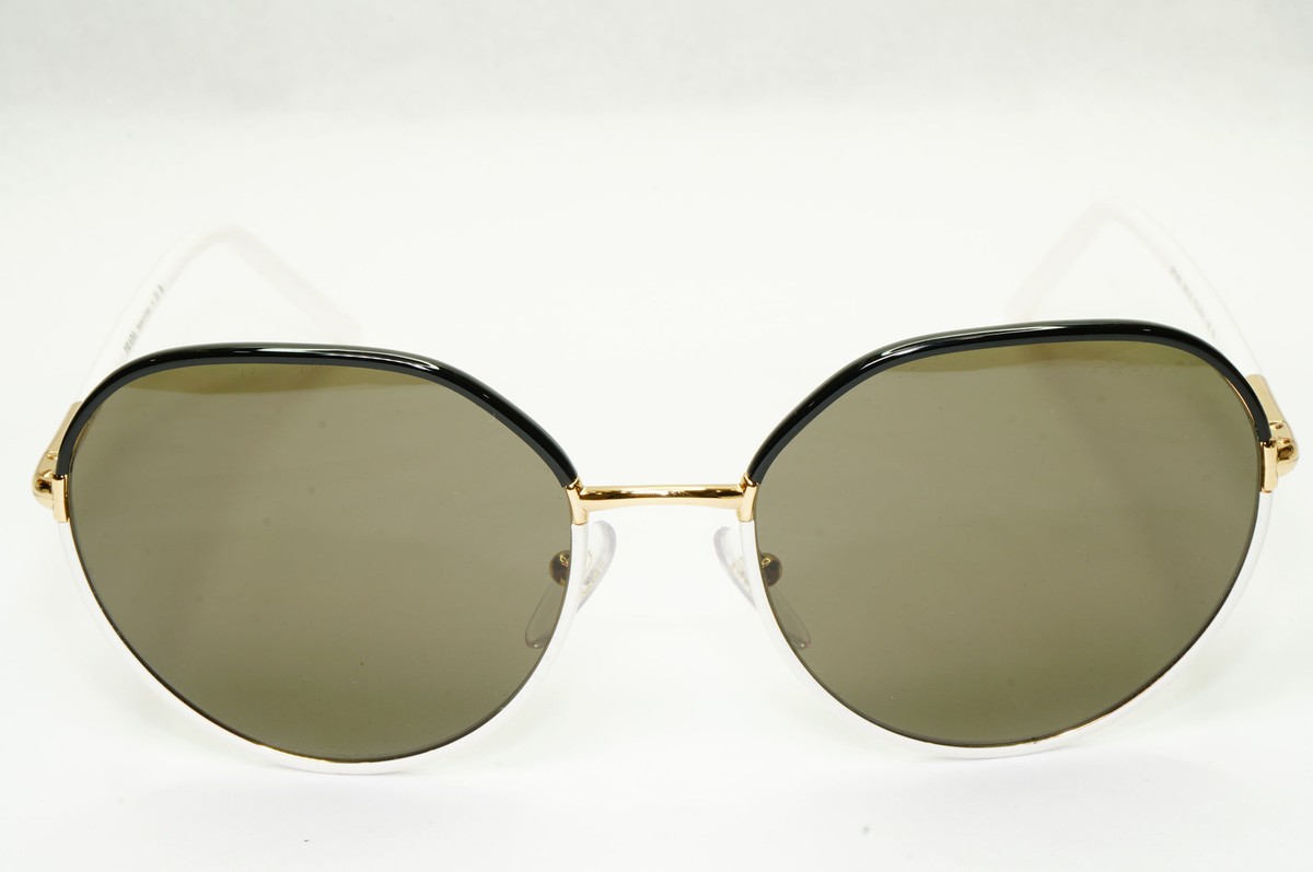 14/0707 美品 ダークライ CP5 024/036 Prada Sunglasses Brown Gold Black White Round PR65XS SPR 65X YC4