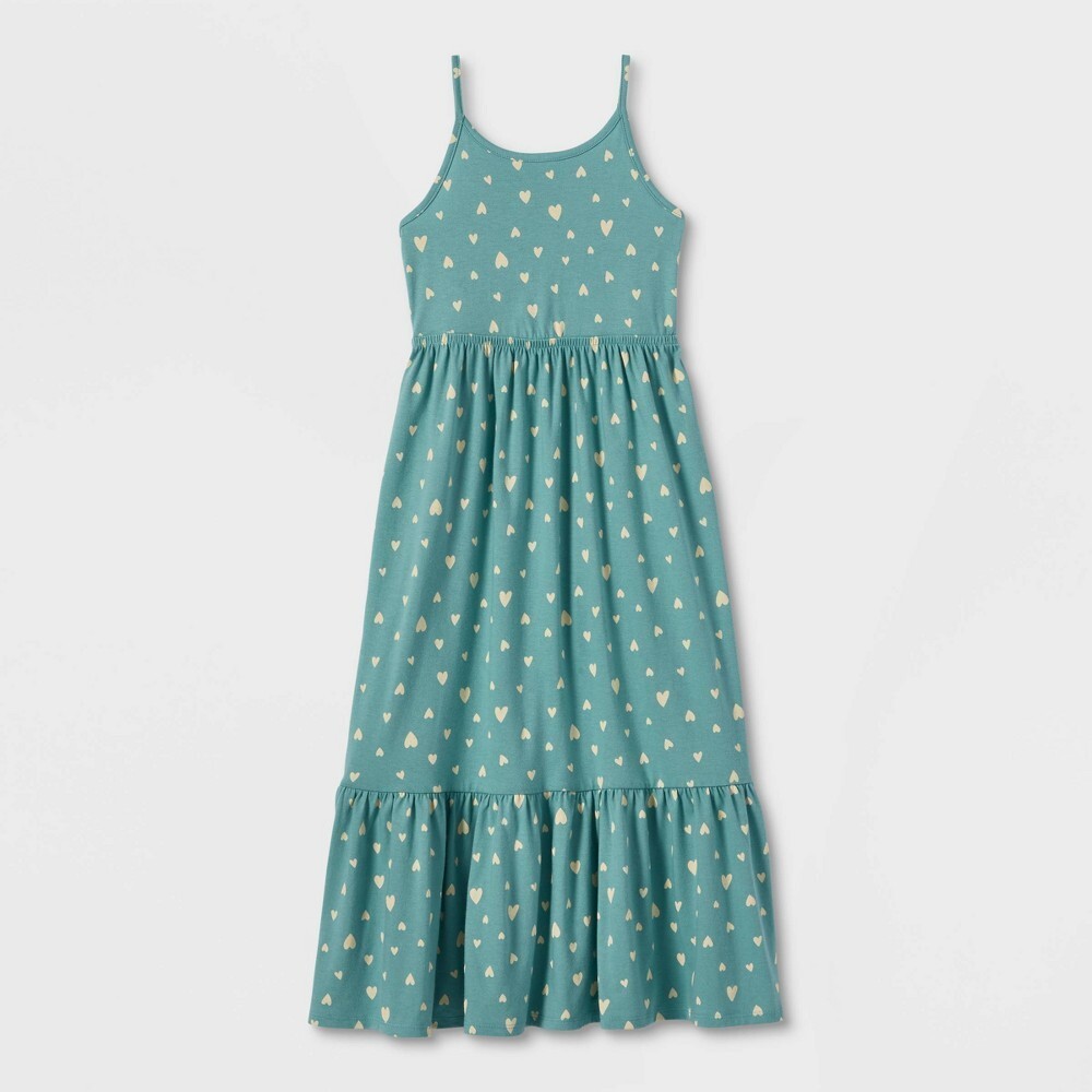 Girls' Tie-Back Printed Maxi Dress - Cat & Jack Ocean Green XXL