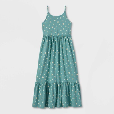 Girls' Tie-Back Printed Maxi Dress - Cat & Jack Ocean Green XXL