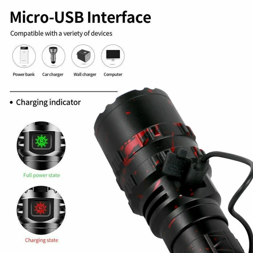 2000000 Lúmenes Linterna COB LED USB 5000 Metros Antorcha Táctica Luz de Trabajo - Imagen 4 de 12
