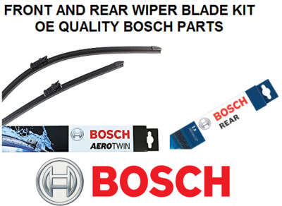Ford Focus Mk3 Front and Rear Wiper Blade Set Windscreen 2014 Onward Hatch BOSCH