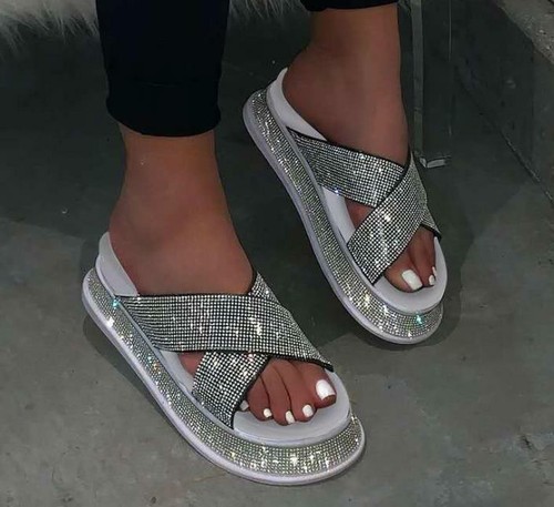 platform rhinestone sandals