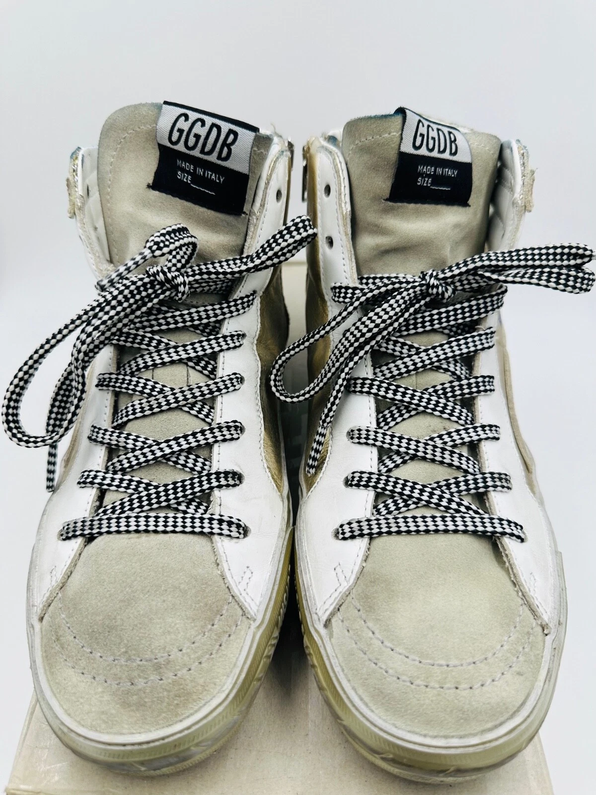 GOLDEN GOOSE Sneakers Gol Goose Slide oro ghiaccio glitter quarto pelle donna taglia 39