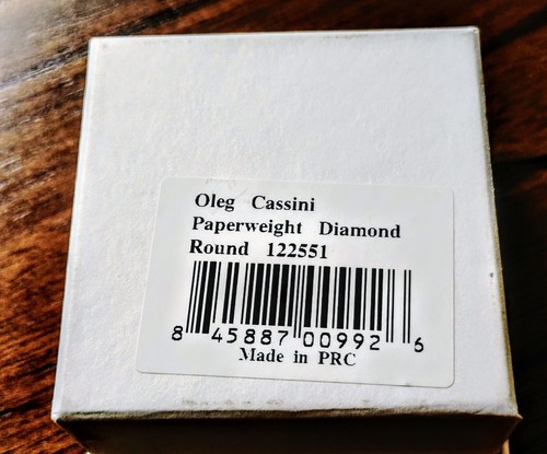VINTAGE UNUSED OLEG CASSINI ROUND CRYSTAL DIAMOND SHAPED PAPERWEIGHT DECOR. NIB - Picture 13 of 13