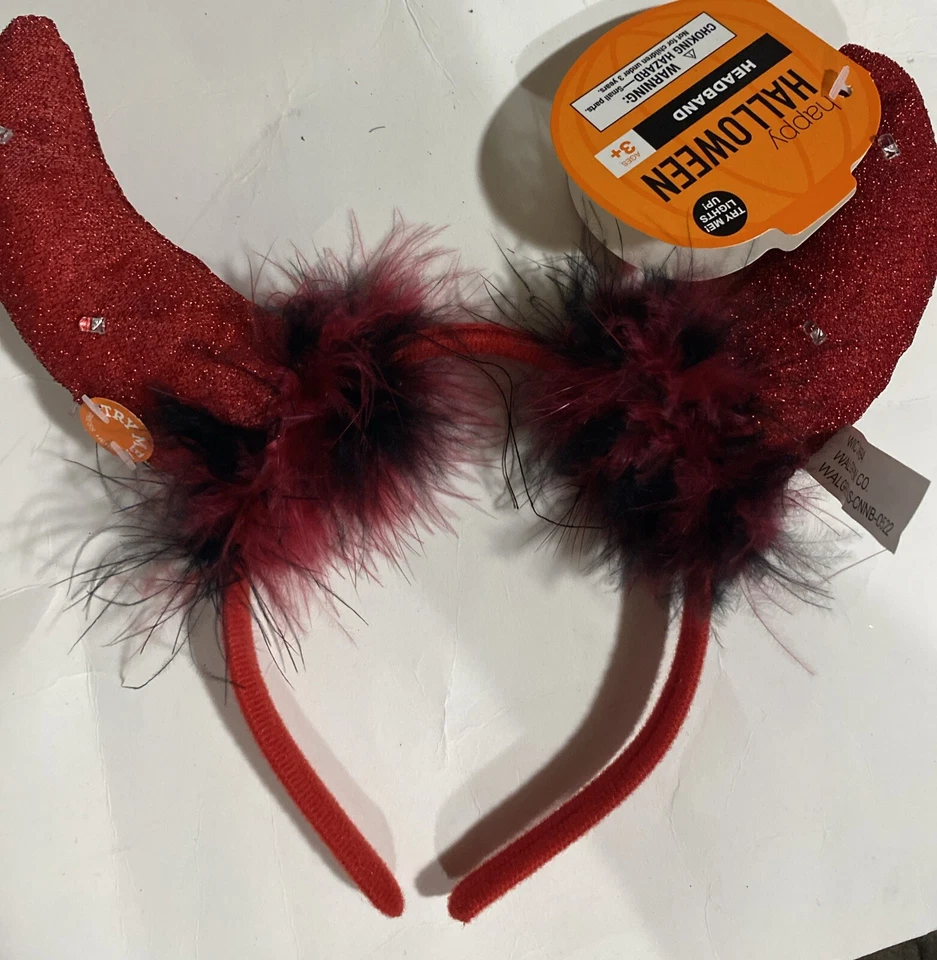 Light Up Devil Headband Glowing Red Devil Horns LED Costume Headband - Image 3 of 4