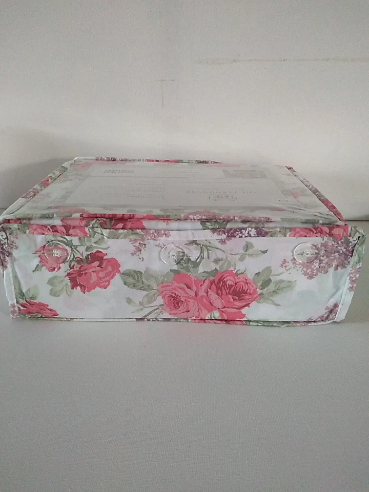 Shabby Chic The Farmhouse Rachel Ashwell Cotton Pink Roses Queen Sheet Set 4 Pc - Imagem 2 de 4