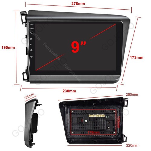 Android 13.0 For Honda Civic 2012 Car Stereo Radio Wifi Navi GPS Apple CarPlay - Picture 3 of 24
