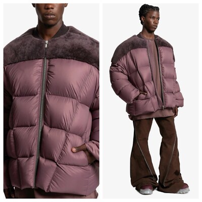 Size 2 Rick Owens Giacca in Piumino E Montone Flight Jacket Amethyst Puffer