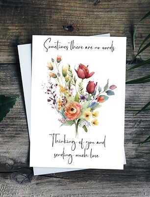 Old English Co. Sympathy Card - Floral Watercolour 'Thinking Of You' Condolences Card With Envelope