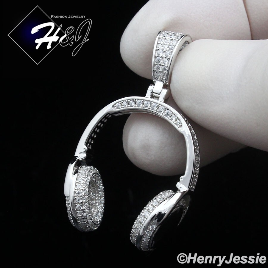 MEN 925 STERLING SILVER ICY BLING CZ 3D SILVER HIP HOP MEN 925 STERLING SILVER ICY BLING CZ 3D SILVER HIP HOP