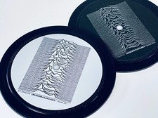 Joy Division - 2 Vinyl Record Label coasters. Unknown Pleasures. Love Will Tear