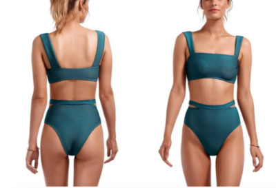 NWT Vitamin A Coco High Waist Cut Out Bikini Jade Ribbed High Rise Size 6