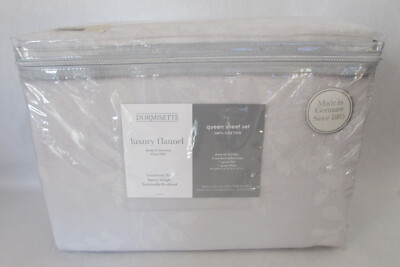 Dormisette Luxury Heavy Weight Flannel QUEEN Sheet Set Germany Floral Light Grey