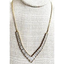 ITALIAN 925 STERLING SILVER VERMEIL 0.55 CARAT DIAMOND NECKLACE SKY