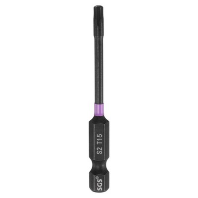 T15 Torx Impact Screwdriver Bit 1/4'' Hex Shank 2.6'' Long Magnetic No Hole