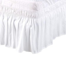 Elasticated Bed Skirt Ruffled Valance Sheet Brushed Micr – Snow White Super King