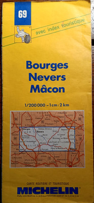 ROUTIERE CARD MICHELIN Nr. 69 - Bourges-Macon - 1994 - Tracé R.N 7 / R.N. 6