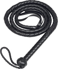 Faux Leather Whip, 6.5 Feet Costumes Equestrian Black Whip for Halloween Cosplay