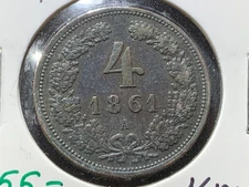 1861-A 4 KREUZER- AUSTRIA- BEAUTIFUL CONDITION - KM 2194- #K361