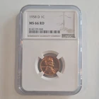 1958 D Lincoln Wheat Small Cent NGC MS 66 RD Bronze Uncirculated