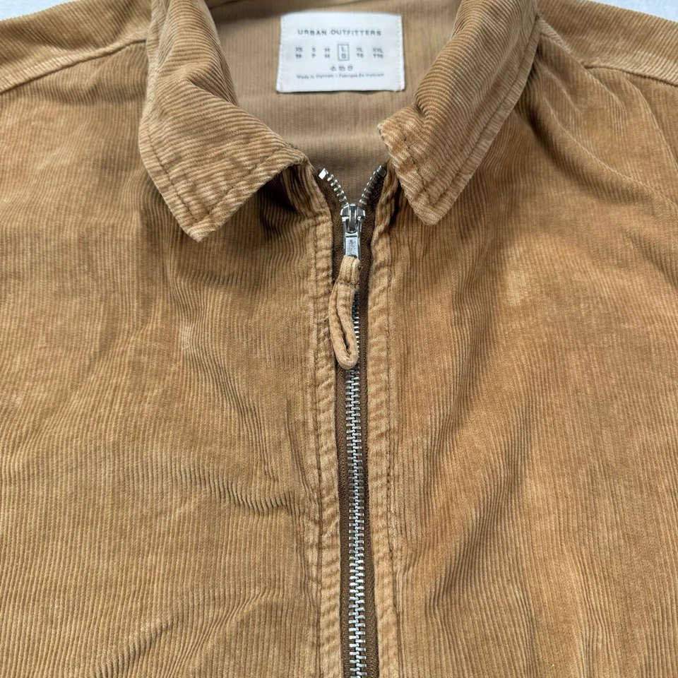 Urban Outfitters Corduroy Harrington Jacket Size L Brown Bomber Zip Up - Image 3 of 4
