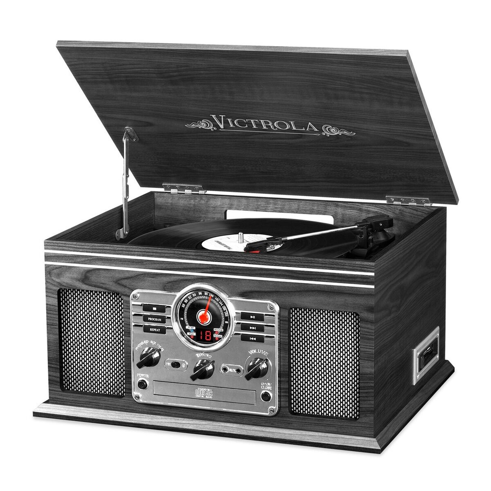 Innovative Technology - VTA-200B-GRY - 6-in-1 Victrola Entertainment Center