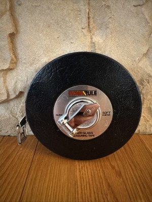 Vintage Evans Rule No.605 50ft Fiberglass Tape Measure Black Case USA Made