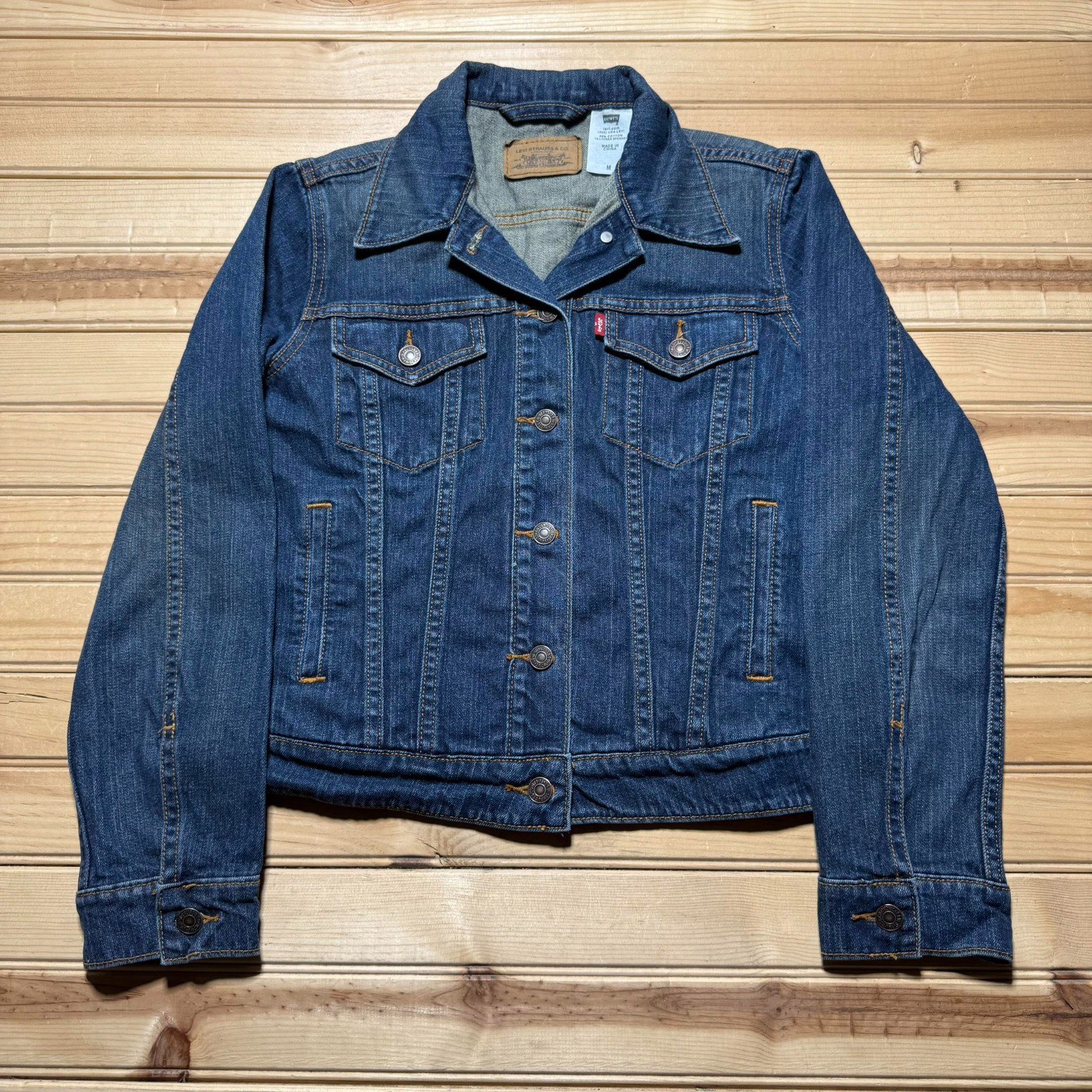 Y2K Levis Type III Mid Wash Denim Blue Jean Tucker Jacket Womens - Size Medium