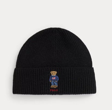NWOT Polo Ralph Lauren POLO BEAR rib knit beanie BLACK