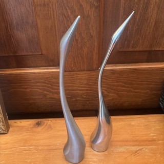 Set of 2 Vintage Hoselton Canada Swan 10” Sculptures Aluminum Signed & Numbered