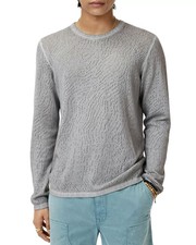 John Varvatos Camden Mesh Stitch Crew Sweater Men's S Light Gray Long Sleeve