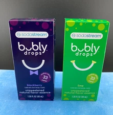 Sodastream Bubly Drops Natural Flavor Lime and Blackberry Flavors 1.36oz each
