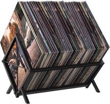 Vinyl Record Storage Holder,80-100 LP Vinyl Organizer,Albums Storage Rack, Metal
