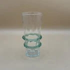 Vintage Early Blenko 3749-G Double Ringed Highball Glass in Sea Green & Crystal