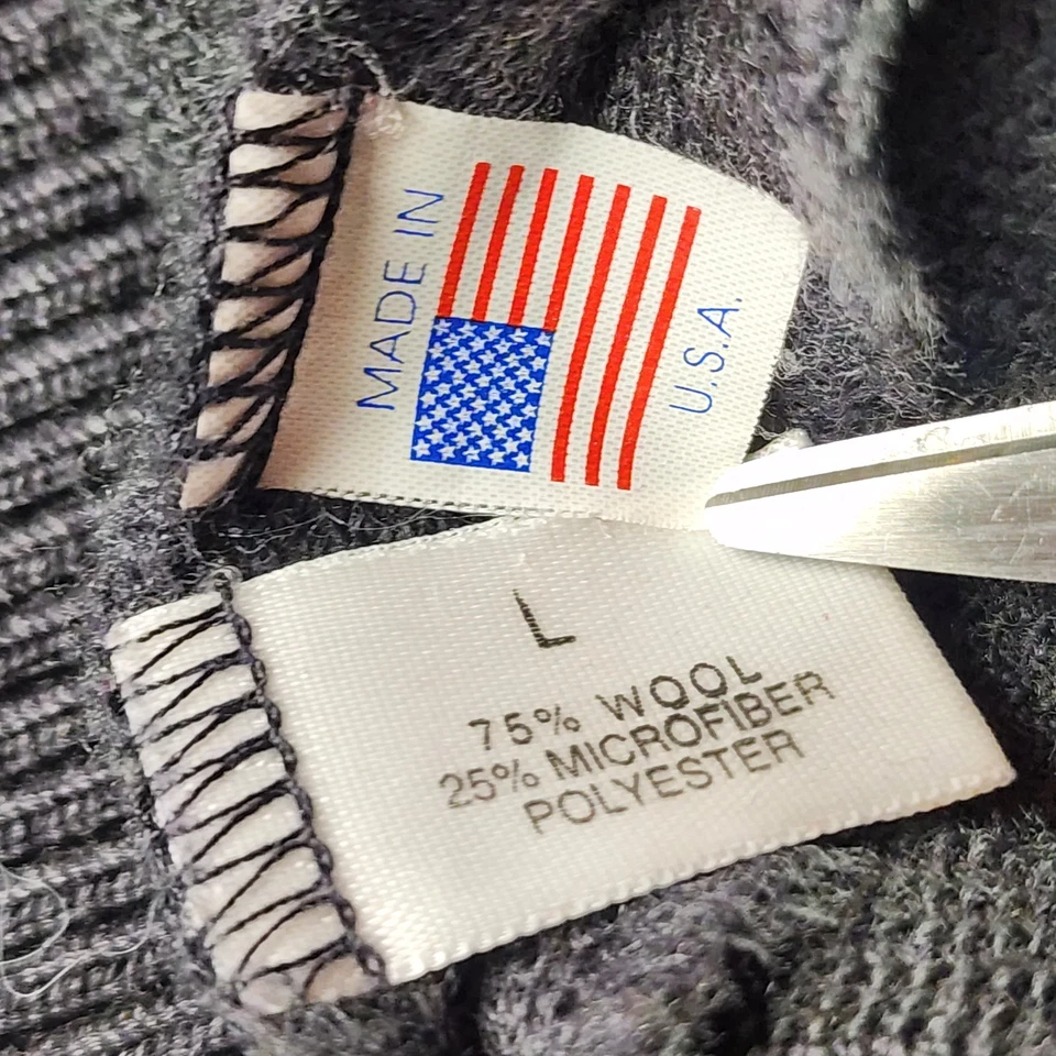 Suéter St. Croix Para Hombre L 1/4 Cremallera Manga Larga Gris/Negro Hecho en EE. UU. Foto 3 de 4