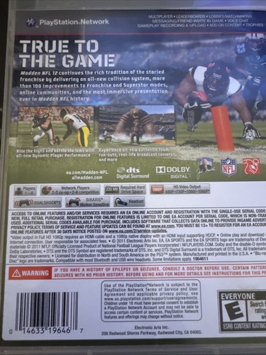 Madden NFL 12 (PlayStation 3 PS3) CIB COMPLETO E TESTATO - Foto 4 di 4