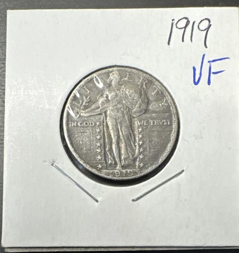 1919 Standing Liberty Silver Quarter - Key Date - VF / Dark