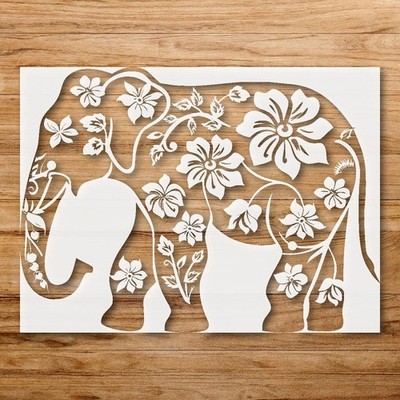 Elegant Elephant Portrait Wall Art Reusable Stencil - StencilAir