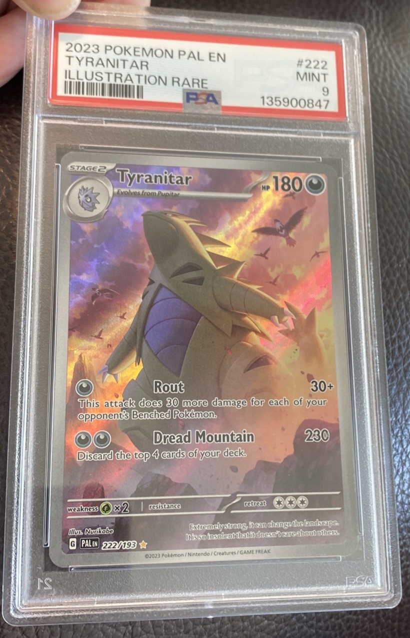 Tyranitar 222/193 Illustration Rare Holo 2023 Pokemon Sv02: Paldea Evolved PSA 9